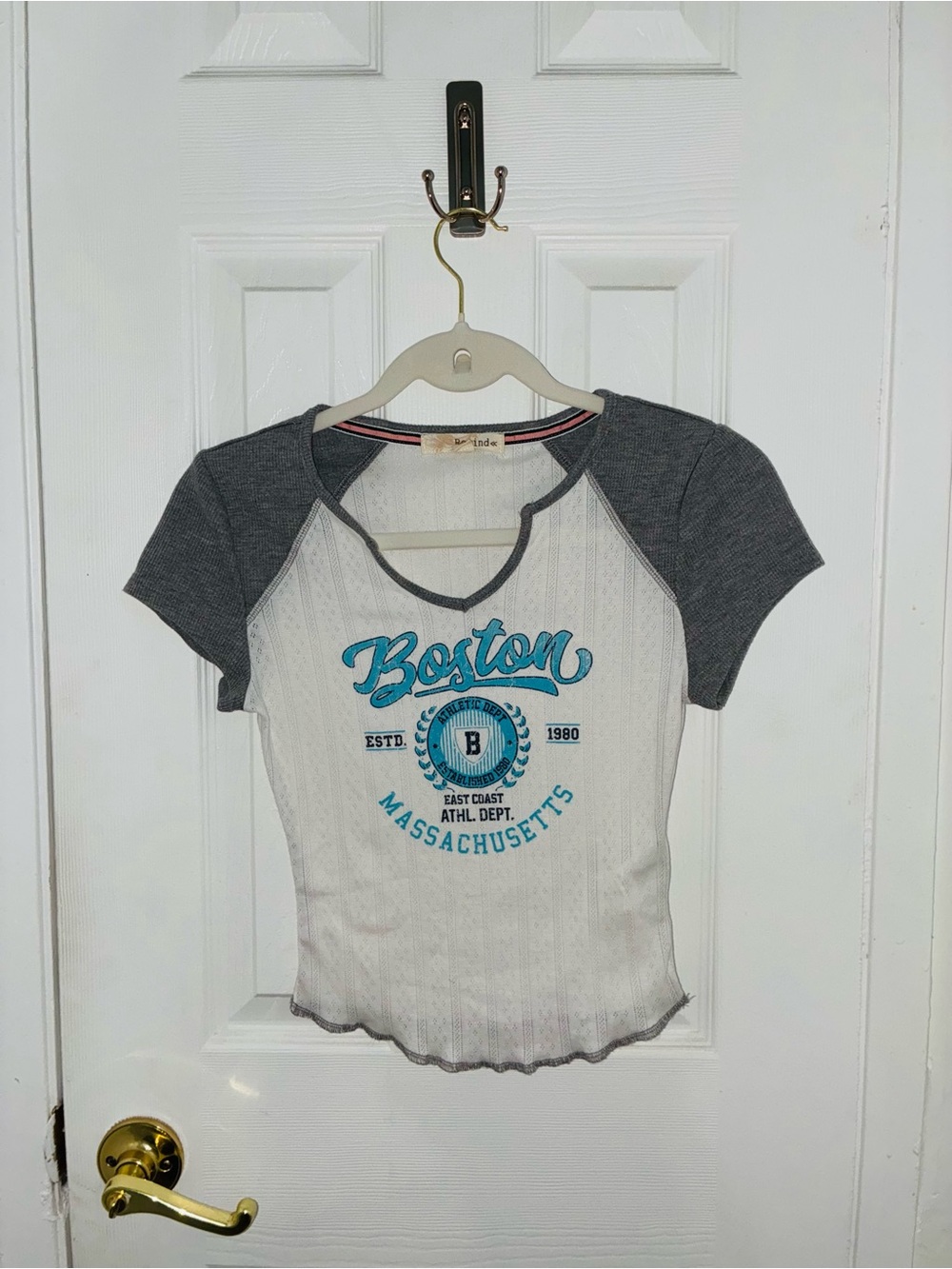 Rewind White & Gray 'Boston Massachusetts' Short Sleeve Tee